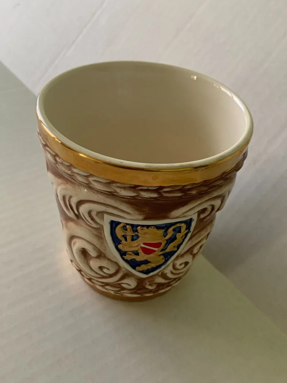 Vtg Ceramic Stein Cup Heraldic Lion Gold Trim Medieval Style Mug Hickok Japan